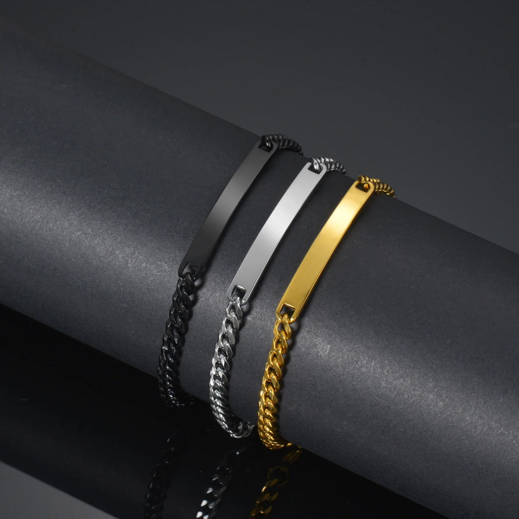 Bluelory Personalized Bracelet For Men  Women Stainless Steel Multi Styles Blank Nameplate Heart Bracelet  Party Jewelry Gift