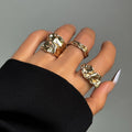 3 Pcs Punk Chunky Irregular Rings Set for Women Creative Geometric Adjustable Open Finger Rings Fashion Statement Jewelry Girls