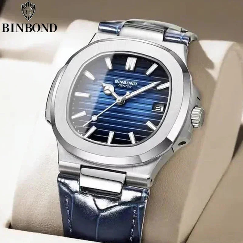Casual Business New Blue Leather Man Clock Men Luxury Watch Automatic Watches Mens Fashion Quartz Wristwatches Montre Homme 2026