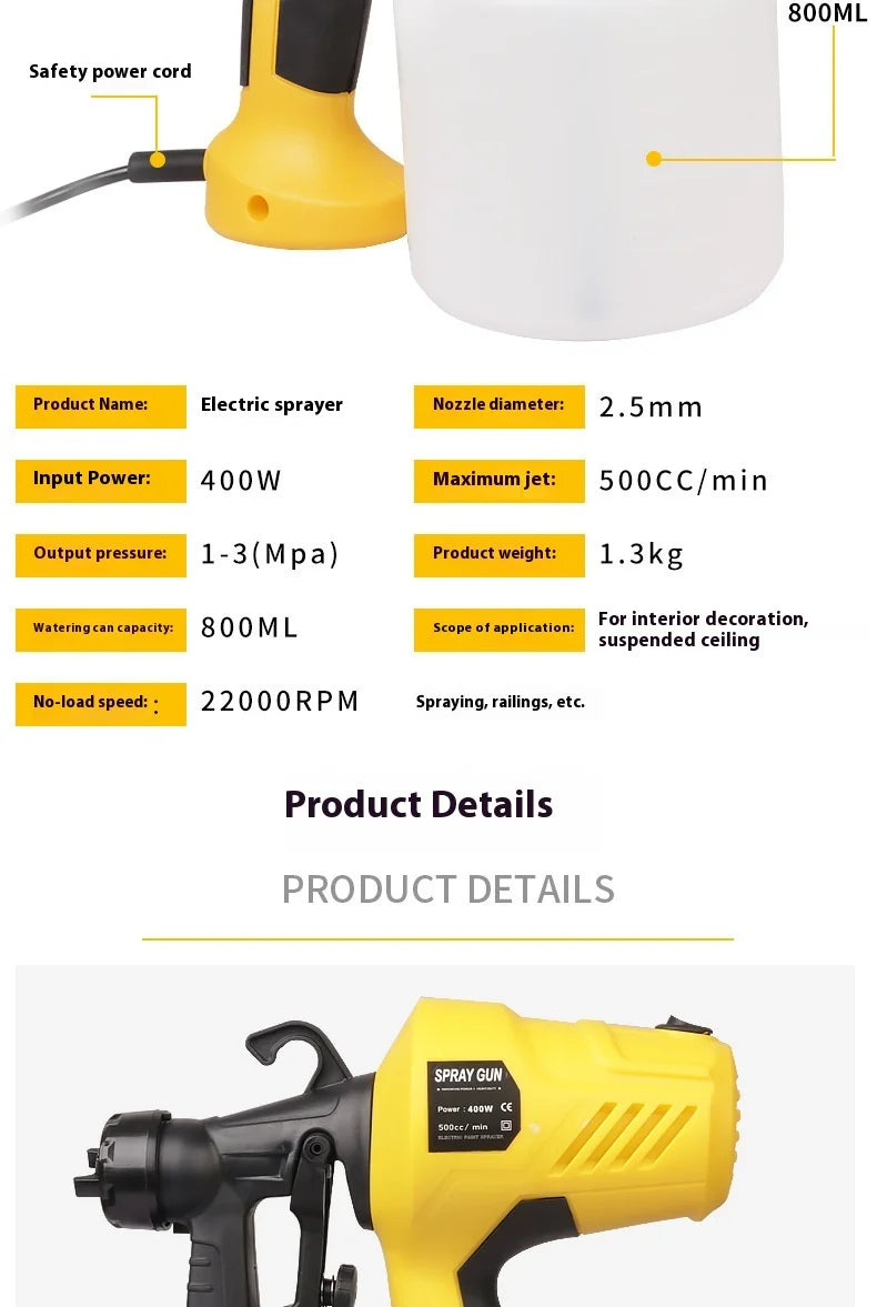 Portable Electric Paint Sprayer – Handheld Spray Gun for Home & Furniture