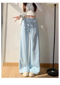 Women's Relaxed Fit Gray High-Waist Wide-Leg Pants