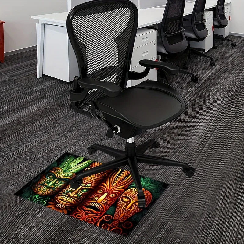 VIKAMA Tiki Mask Rug Bedroom, Living Room, Study, Entryway Decor Door Mat Soft Comfortable Floor Mat Home Decor