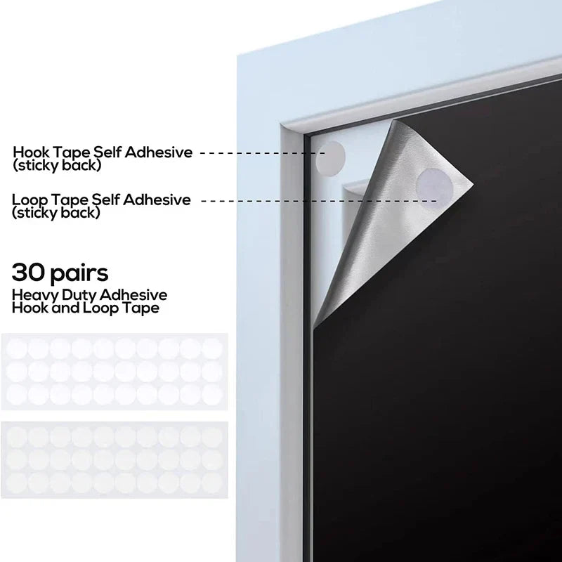 Removable Blackout Window Cloth, 100% Light Blocking Privacy Curtain