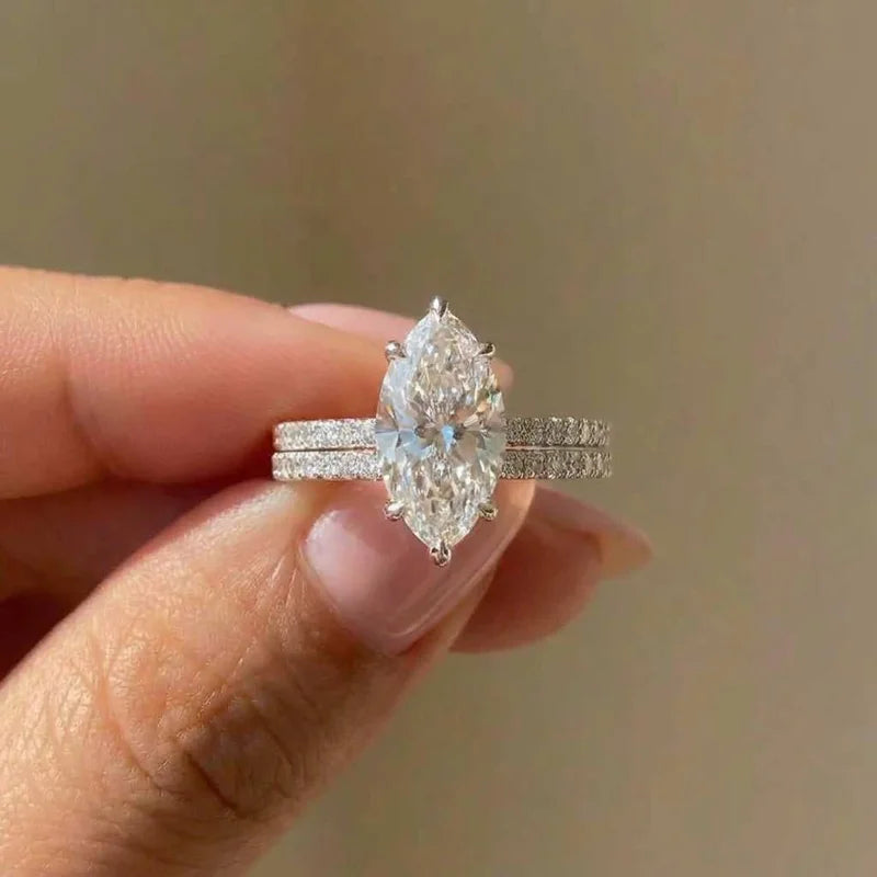 925 Sterling Silver Fashion Classic Marquise Zircon Ring For Women Engagement Wedding Luxury High Quality Fine Jewelry Hot Sales