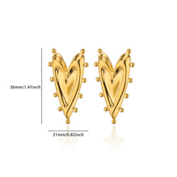 Gothic Heart Earring For Women Stainless Steel Golden Love Earring Wedding Couple Piercing Jewelry Valentine Day Gift сер