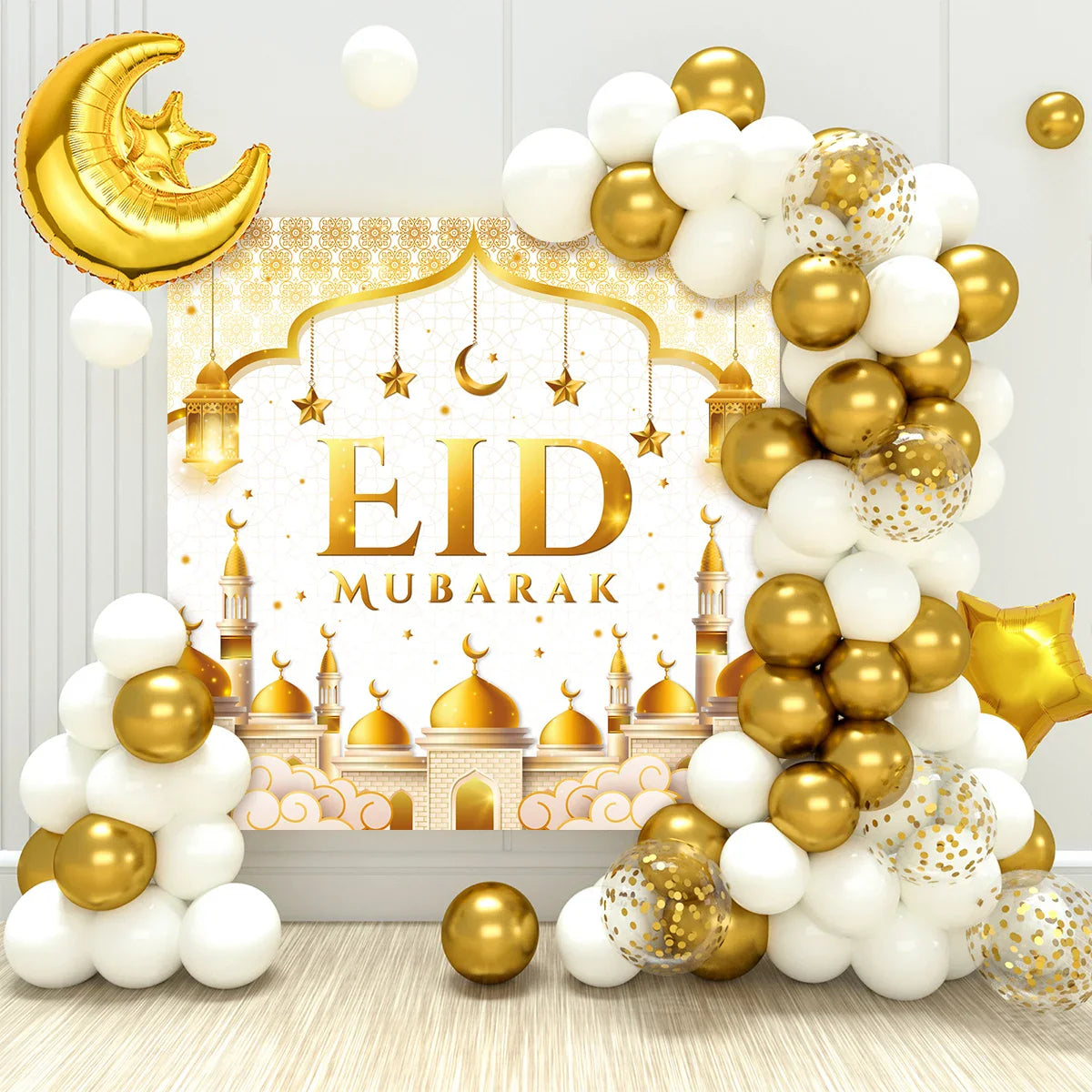 Eid Mubarak Background Balloon Set Ramadan Kareem Decoration Ramadan Mubarak Muslim Islamic Festival Party Supplies 2025