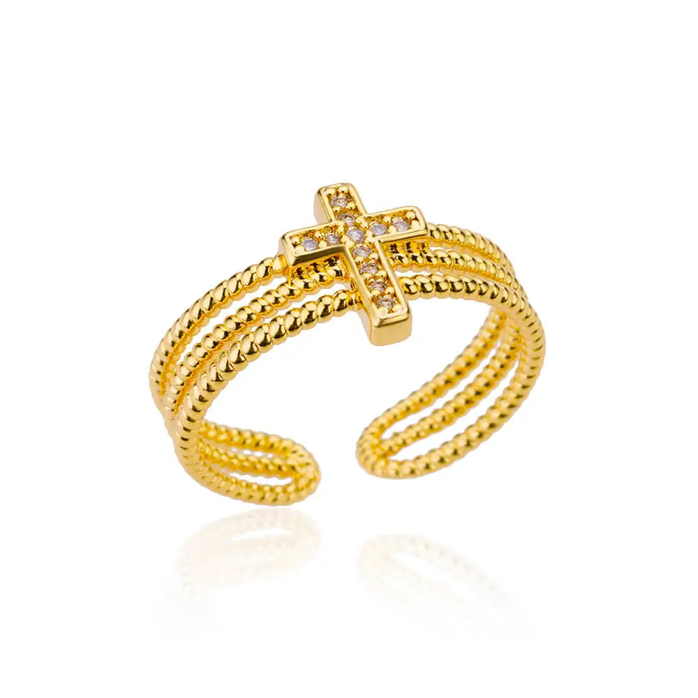 New in Zircon Cross Rings For Women Adjustable Stainless Steel Cross Ring Femme Design Luxury Wedding Jewerly Gift 2023 anillos