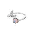 Luxury Opal Zircon Sun Rings For Women Girls Stainless Steel Gold Color Open Ring 2025 New Fashion Wedding Couple Jewelry Gift