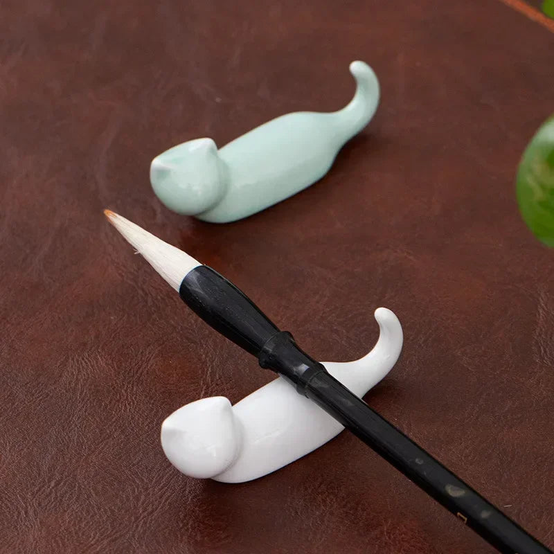 Japanese Style Underglaze Ceramic Cute Cat Chopstick Holder Chopstick Pillow Chopstick Rest Tableware Spoon Bracket