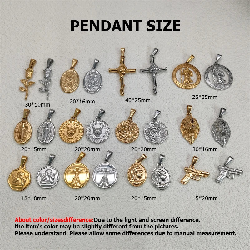 Hot Sale Religious 18K Gold Plated St.Christopher Necklace Stainless Steel Pendant Necklace For Men Women Jewelry Gift