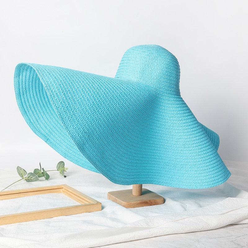 Oversized Wide Brim Straw Sun Hat – Packable UV Protection
