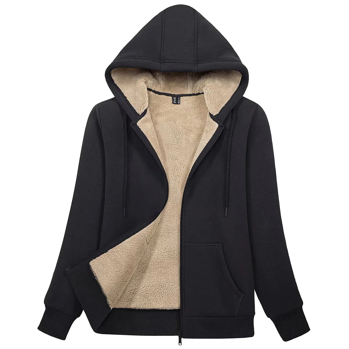 Women's Blue Sherpa-Lined Fleece Zip-Up Hoodie Jacket - Image 21