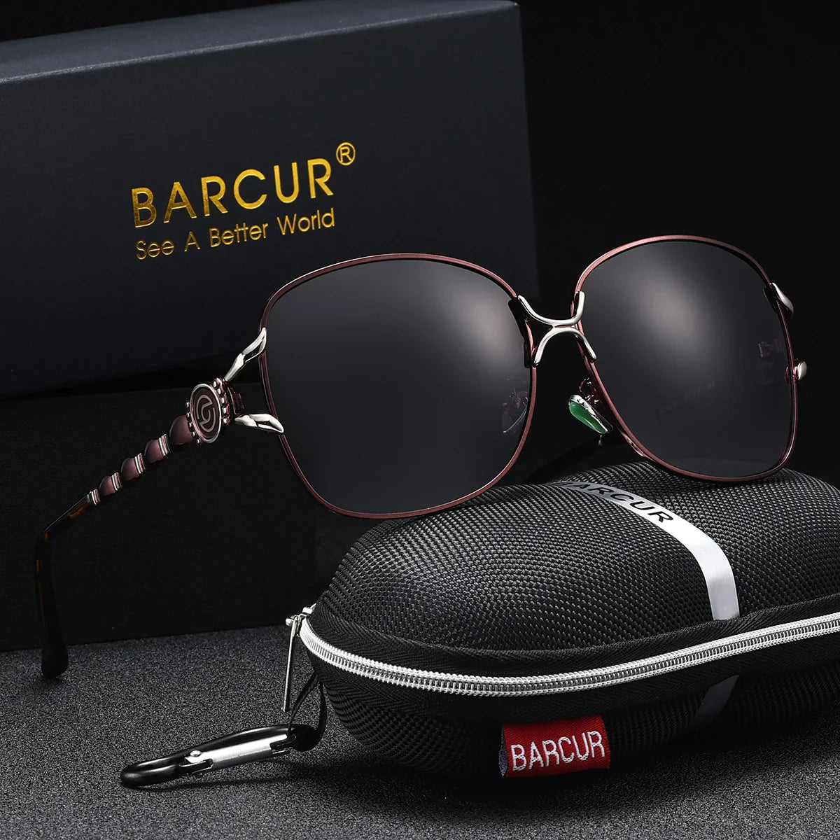 Oversized Elliptical Polarized Sunglasses – Trendy Black Frame