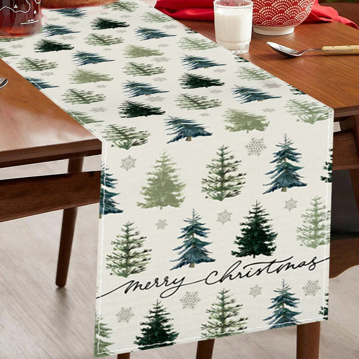 Christmas Tree Table Runner Merry Christmas Decoration 2025 Navidad Natal Xmas Gifts Snowflake Table Cover Happy New Year 2026