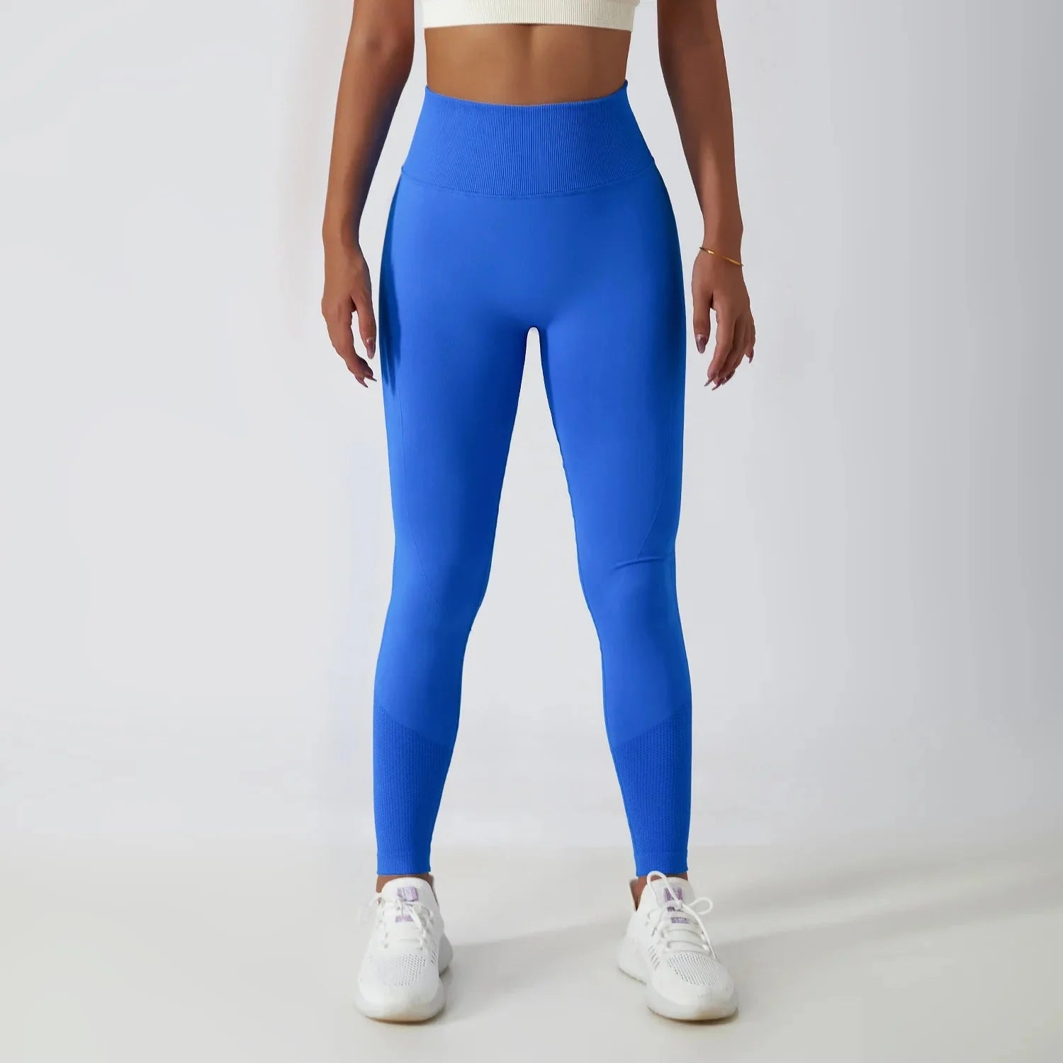 Seamless Ribbed Yoga Leggings with Tummy Control Fit