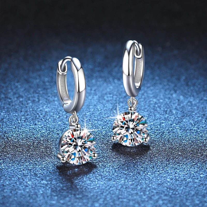 NeeTim 2ct Moissanite Earrings100% S925 Sterling Silver Orginal Drop Earring Wedding Bride Jewelry with Certificate for Women