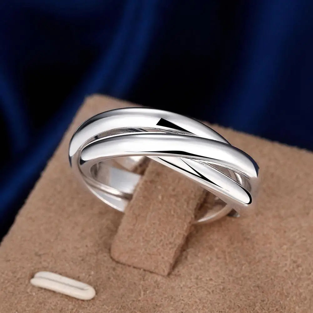 925 Sterling Silver Three Round Engagement Rings For Women Couple Vintage Fine Jewelry Ladies Accessories Gifts Jewellery