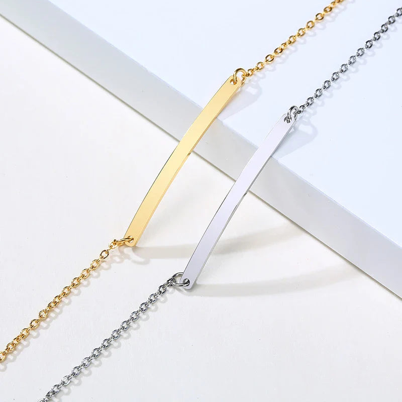 Vnox Minimalist Personalize Engrave Stainless Steel Thin Bar Bracelets for Women Lady Custom Friendship Bridesmaid Gifts Jewelry
