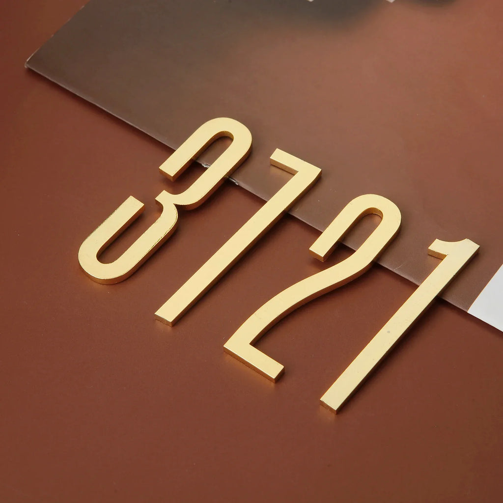 Golden Door Number with Backing Adhesive 7cm Metal House Number Apartment Door Number for Outdoor Hotel Home Mailbox Label