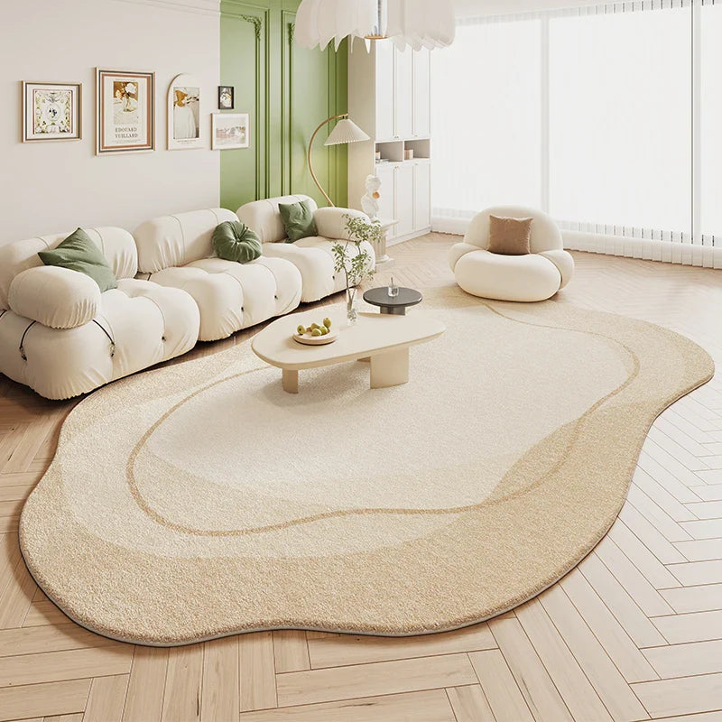 VIKAMA Green Carpet Living Room Shaped Cream Style 2025 New Plush Irregular Bedroom Bedside Floor Mats Home Decoration