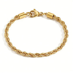 Twisted Rope Chian Bracelet for Woman Hip Hop Punk Gold Color Stainless Steel Gold Color Necklace Fashion Jewelry Gift