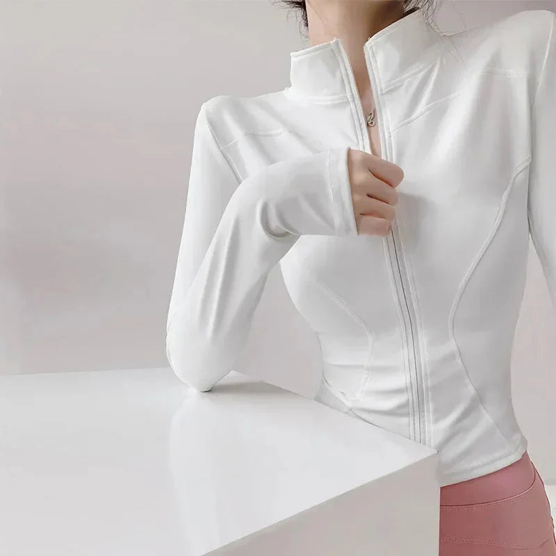 Women Quick-Drying Zip-Up Sports Jacket Slim Fit Activewear - Image 3