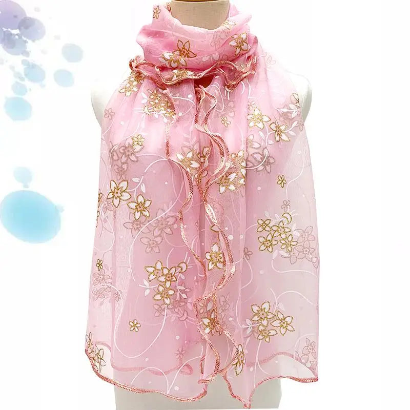 Lace Scarf Lightweight  Elegant  Print Silk Neckerchief Shawl Wraps