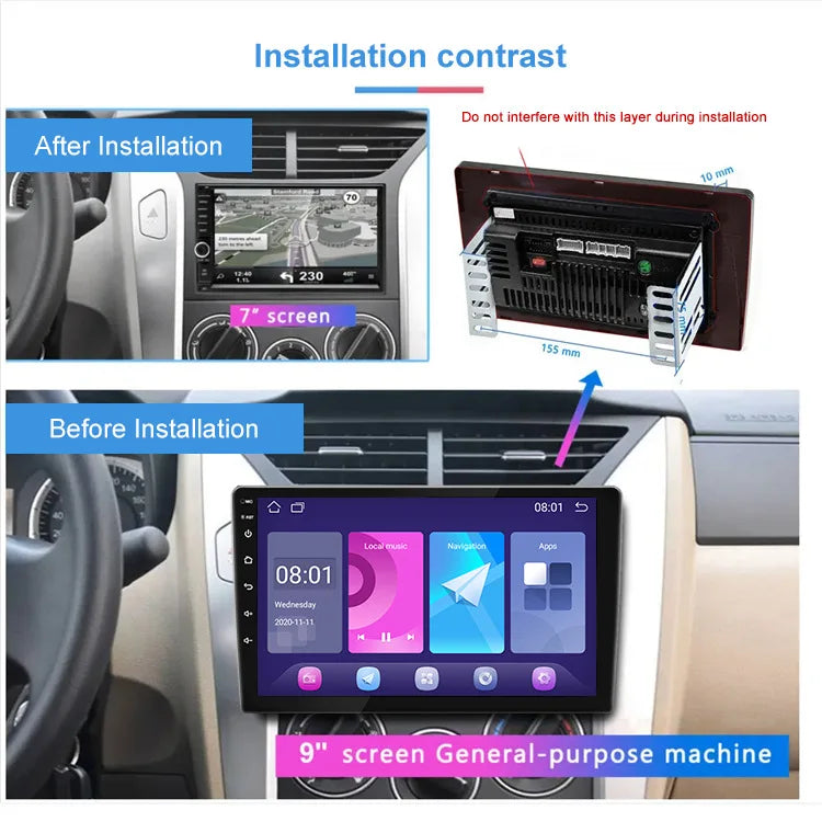 Car Touch Screen Display with Wireless CarPlay & Android Auto – 7/9/10 Inch