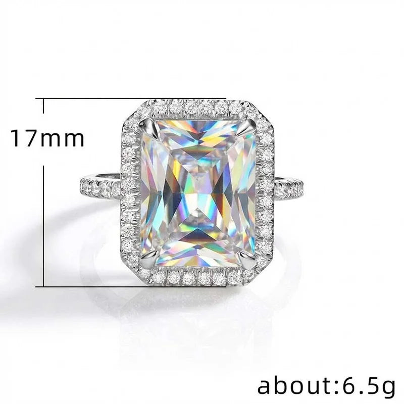 925 Sterling Silver Gorgeous Bridal Wedding Ring for Women Big Stone Crystal Square AAA Cubic Zirconia Elegant Statement Jewelry