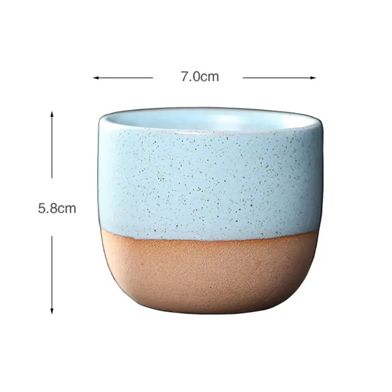 Coarse pottery Ceramic Craft Ceramic Retro Chinese Kung Fu Teacup Round Creative Ceramic Matte Glaze Coffee Drinking Utensils