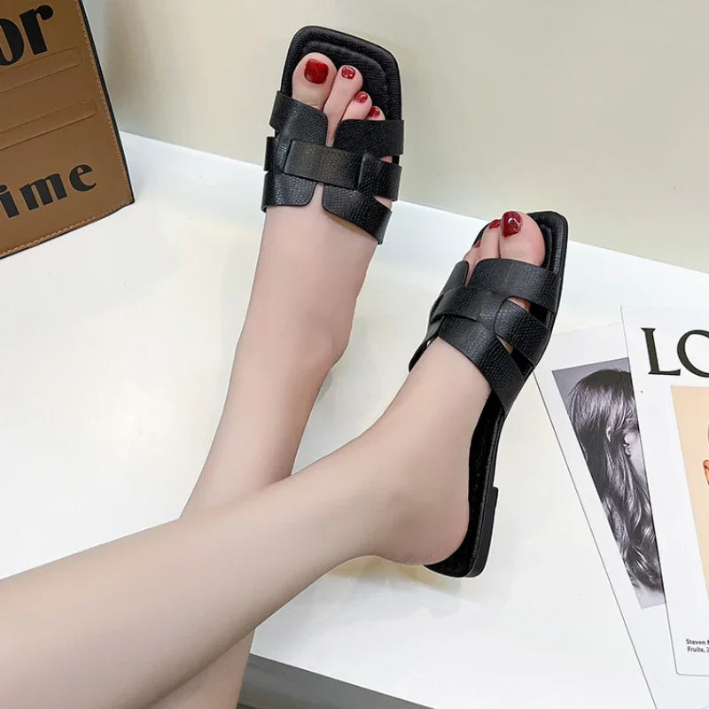 Women Flat Summer Sandals Open Back Casual Slip On Slides - Image 4