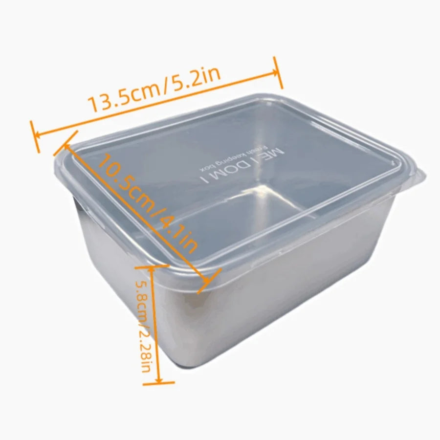 Stainless Steel Crisper Fresh-keep Food Container Rectangle Picnic Bento Tray Refrigerator Freezer Storage Box Restaurant Plate