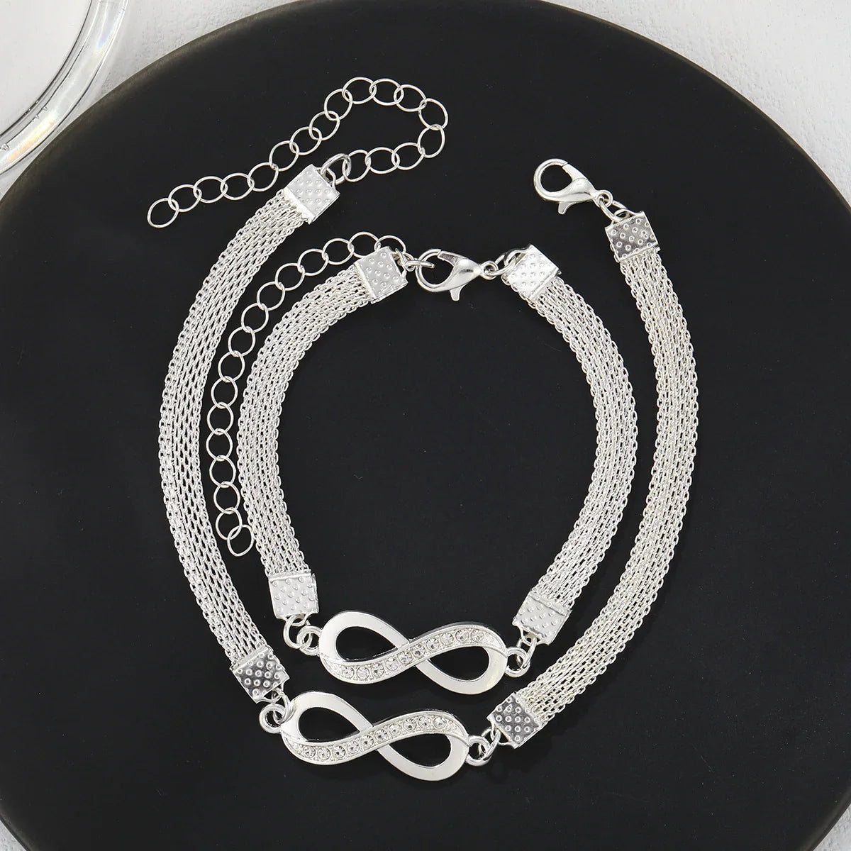 2 Pcs Set Love Heart Couple Bracelets for Women Men Silver Color Double Layer Matching Chain Bracelet Lover Jewelry Gift