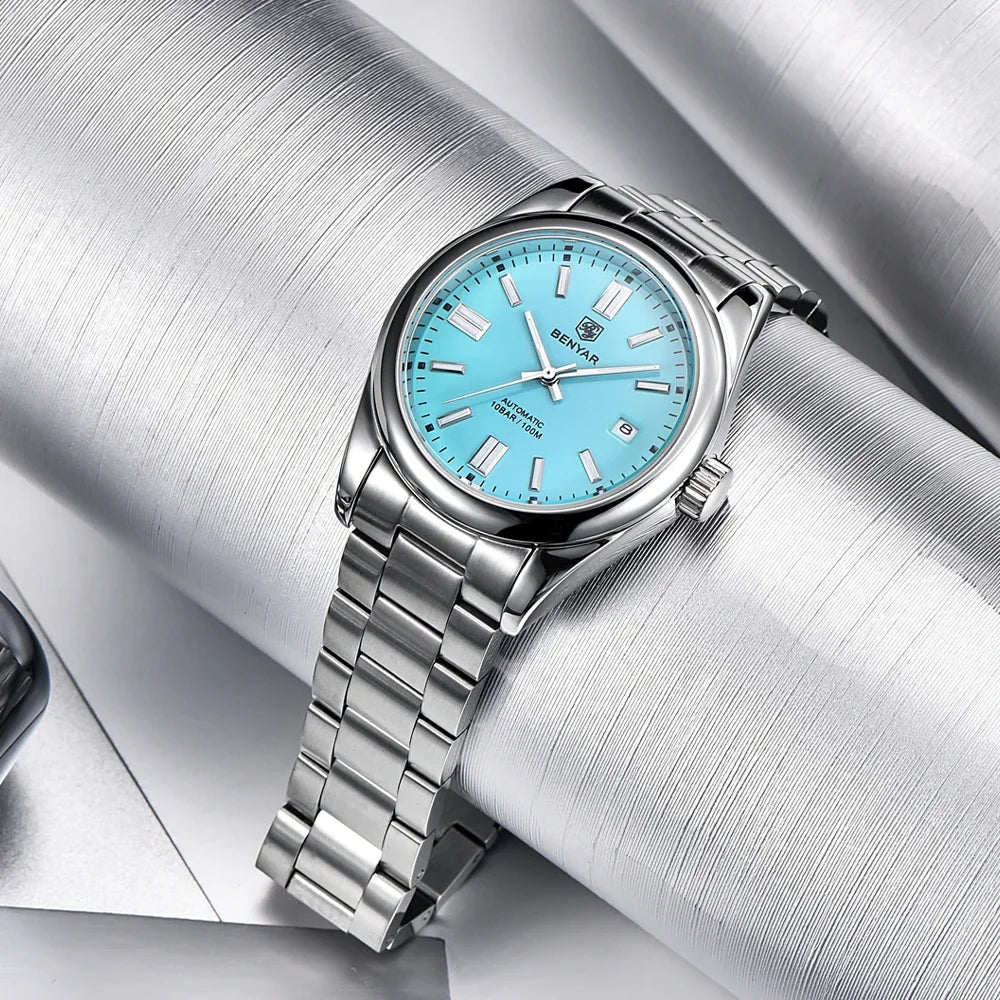 New BENYAR Luxury Automatic Watch 10ATM Waterproof Stainless Steel Men Mechanical Wristwatches Sports Diving Watch for Men