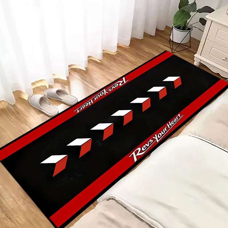 VIKAMA Cool Racing Car Long Rug Anti-slip Noise Reduction Home Decoration Motorcycle Display Mat Garage Floor Mat Bedside Rug