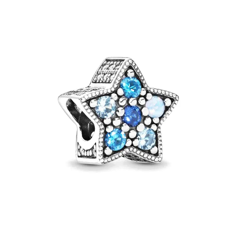European Summer Blue Series Turtle Flower Pendant Fit S925 European 925 Sterling Silver Bracelet Bangles Necklace
