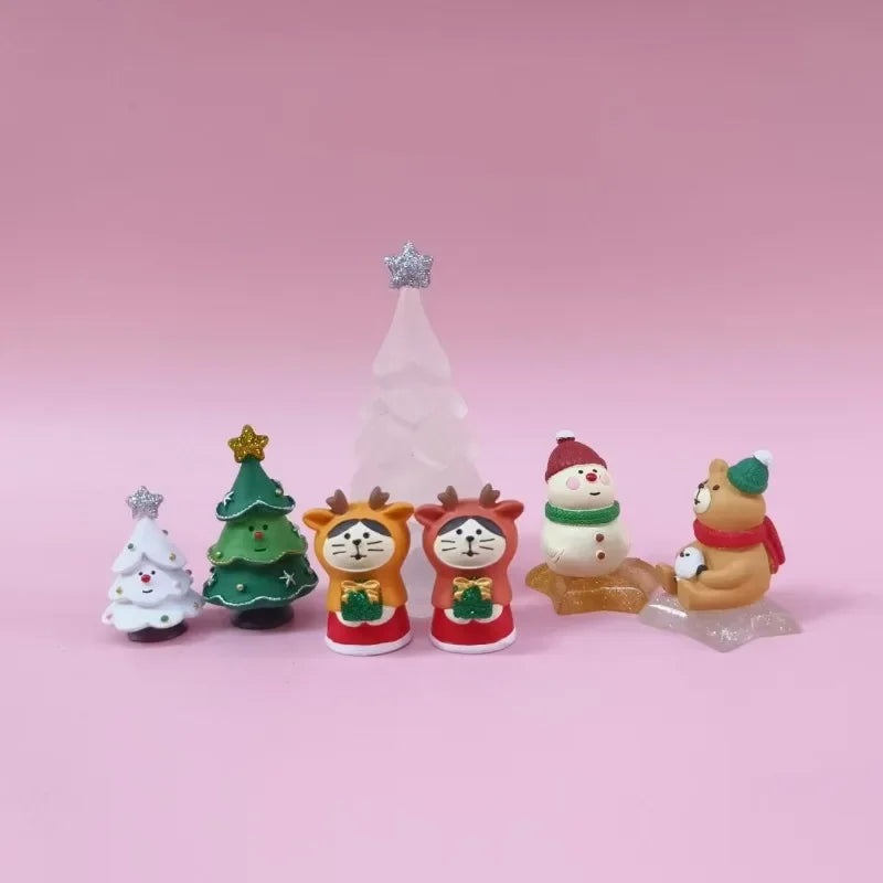 Christmas Resin Ornaments Home Scenes Trendy Toys Figurines Decorations ZAKKA Dolls Cats 2025 Small Ornaments