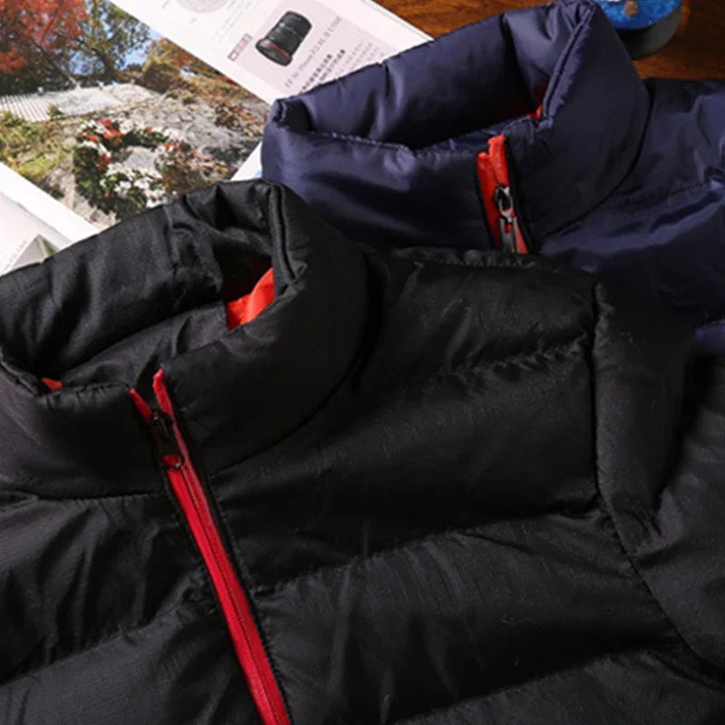 Men's Winter Jacket with Stand Collar – Thick Warm Windbreaker Coat, Casual Zip-Up Outerwear
