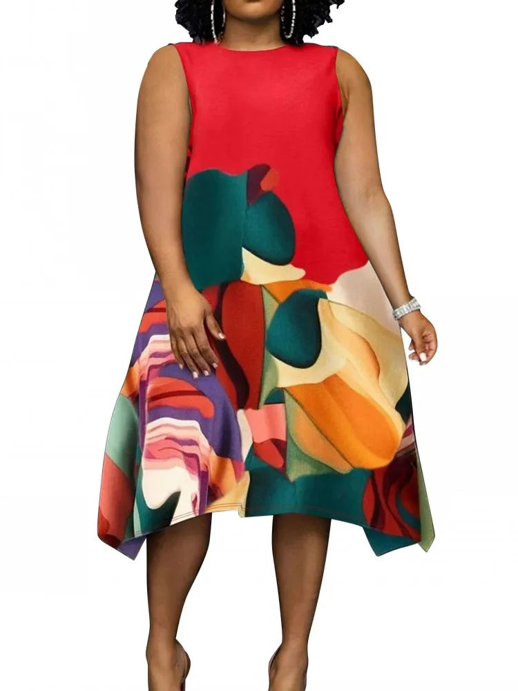 Women's Plus Size Sleeveless Midi Dress - Casual