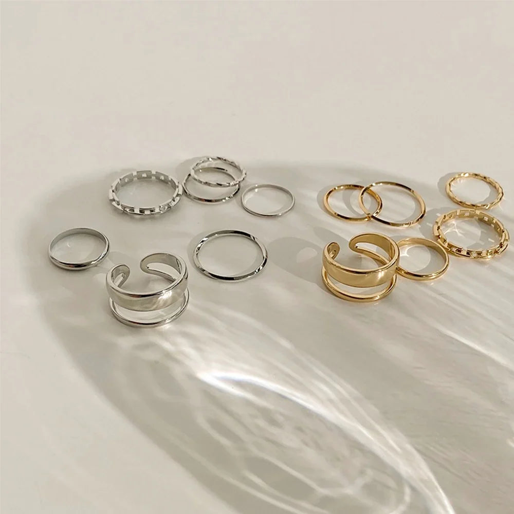 The Tide Cool Ring Set Female Korean Ring Ring Net Red Jewelry Not Fade Color Ring Cold Wind Hip Hop Index Finger Ring