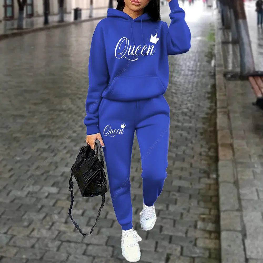 Women’s Queen Graphic 2-Piece Hoodie and Jogger Tracksuit Set - Image 8