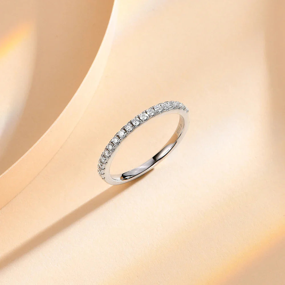MINTYBOX Moissanite Wedding Band Ring S925 Sterling Sliver Brilliant 1.5mm Diamond Rings for Women All Pass Test Fine Jewelry