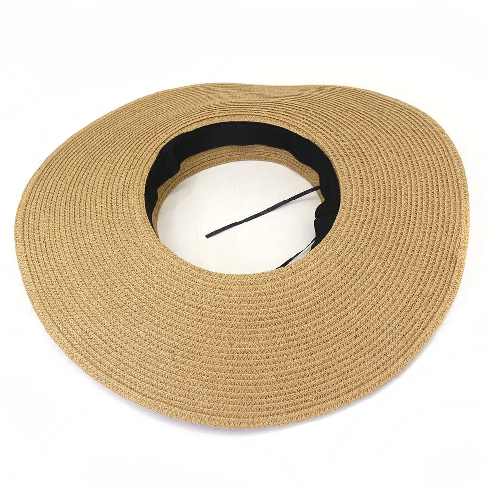 Women's Straw Fringed Open-Top Sun Visor Hat for Summer Beach - Image 4