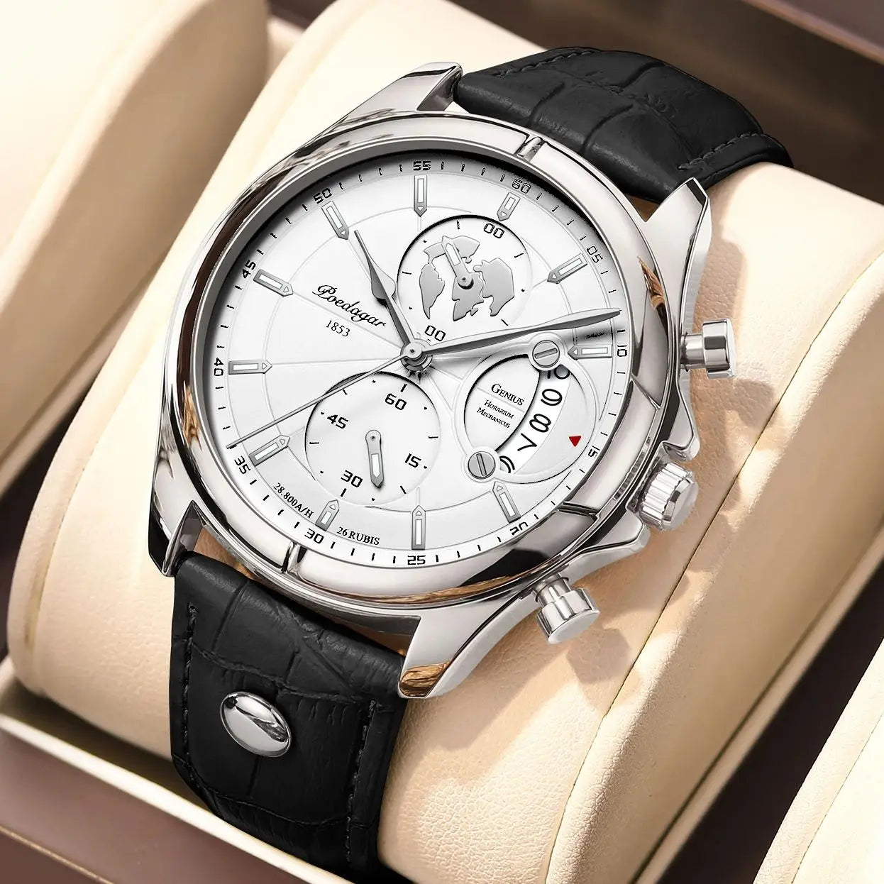 POEDAGAR Luxury Man Wristwatch Chronograph Date Waterproof Leather Men Watch Casual Quartz Men's Watches Sports Male Clock Reloj