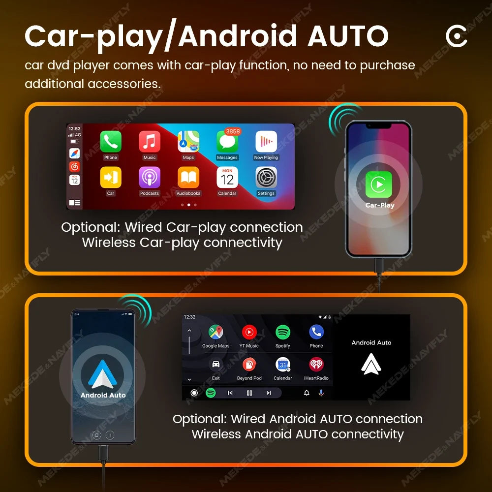 1-DIN Car Stereo with 6.86" Touch Screen – Wireless CarPlay & Android Auto