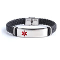 Custom logo Name Engrave Leather Bracelet Black Color customize Stainless Steel Bracelets For Women Men ID Bracelet