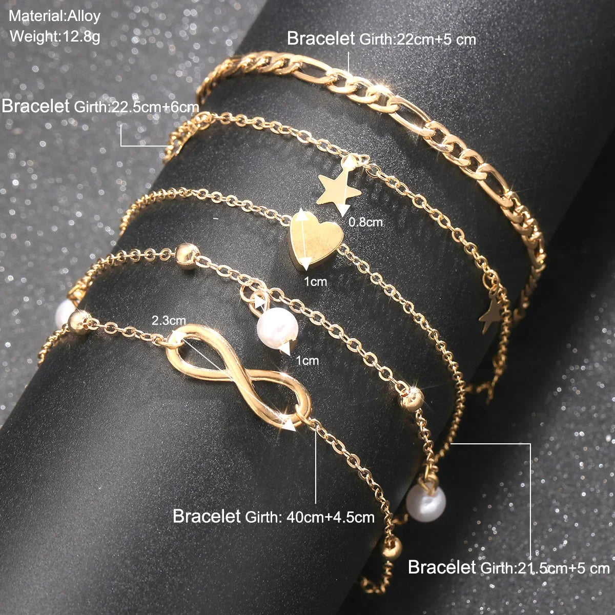5Pcs Retro Multilayer Tassel Anklet Set for Women Bohemia Vintage Pearl Butterfly Star Heart Pendant Foot Bracelet Beach Jewelry