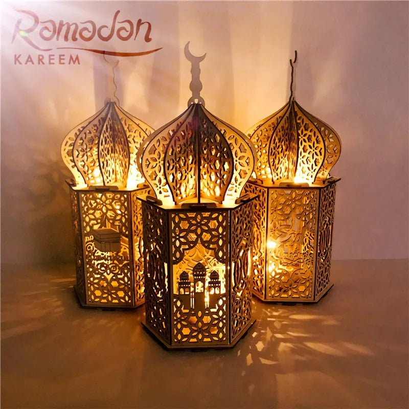 Wooden Palace Ornament Ramadan Decoration For Home Aid Eid Mubarak Ramadan Kareem Islamic Muslim Festival Party Decoration 2025
