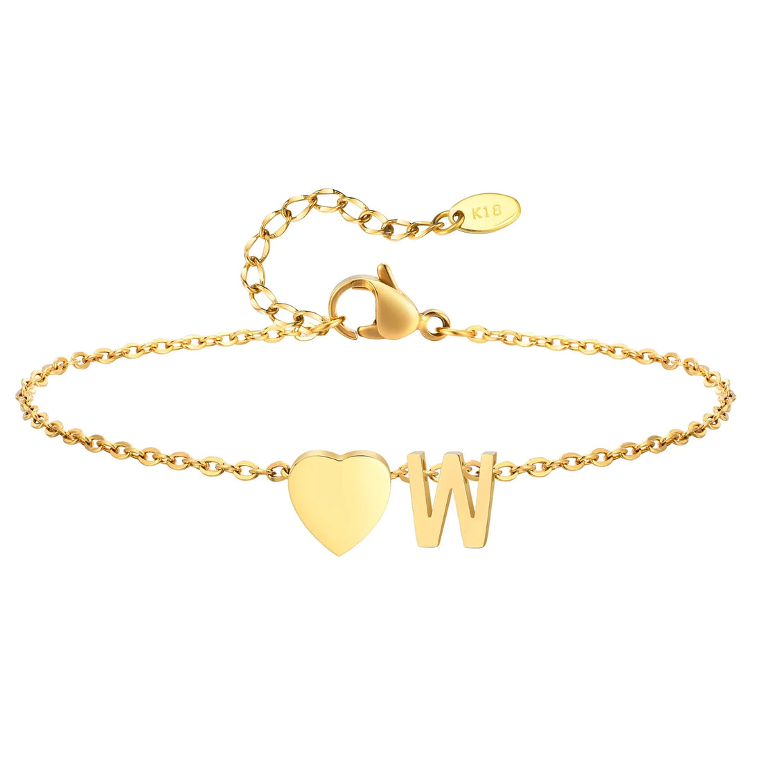 Women Heart Initial Stainless Steel Personalized Anklet Bracelets