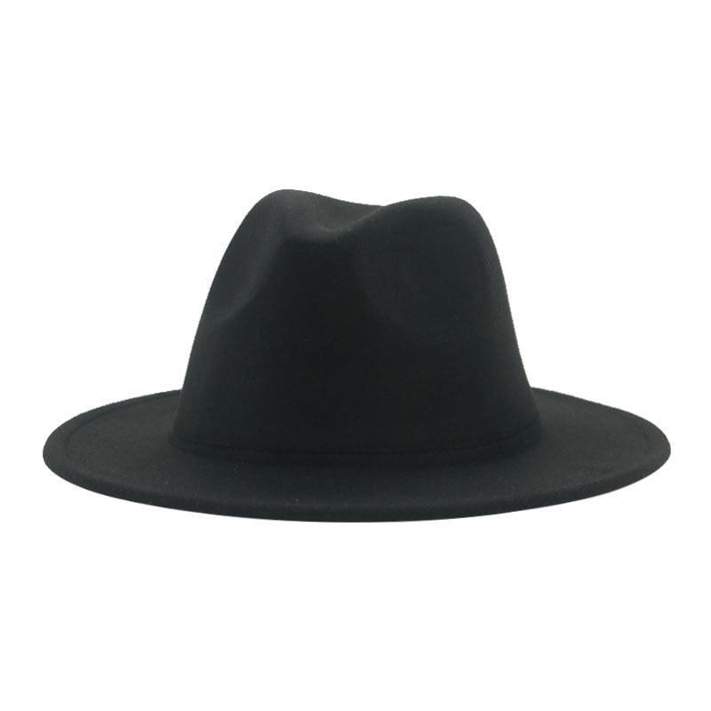 Vintage Retro Wide Brim Felt Fedora with Buckle Detail